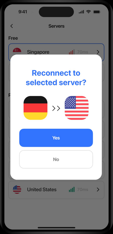 Reconnect dialog